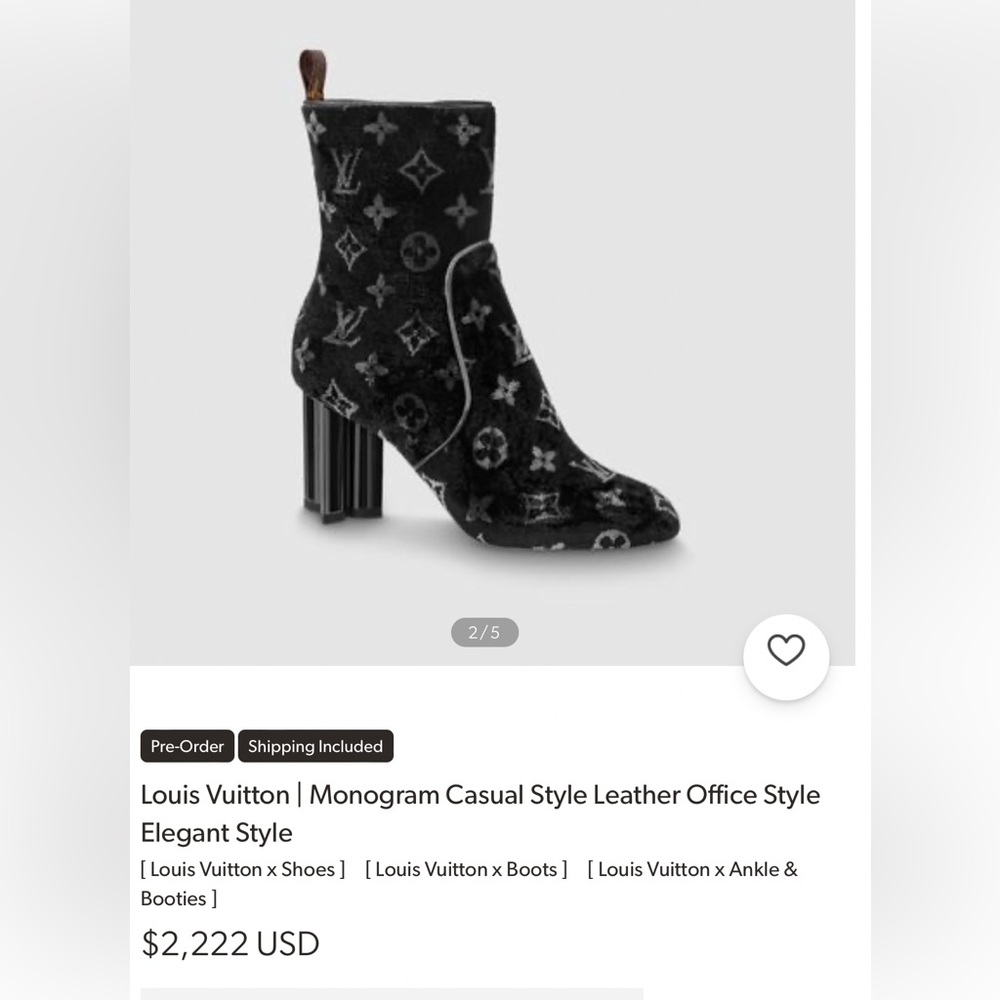 Authentic Louis Vuitton Velvet Monogram Silhouette Ankle Boots - Picture 5 of 5